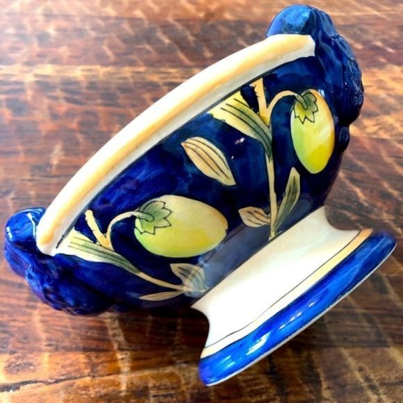 Hand Crafted Other - Vintage Hand Painted Italian Olive Pedestal Bowl